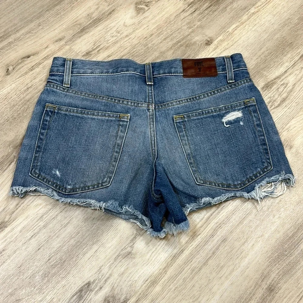 Frye Brand Classic Denim Medium Wash Distressed Cutoff Daisy Duke Shorts | Sz 26
